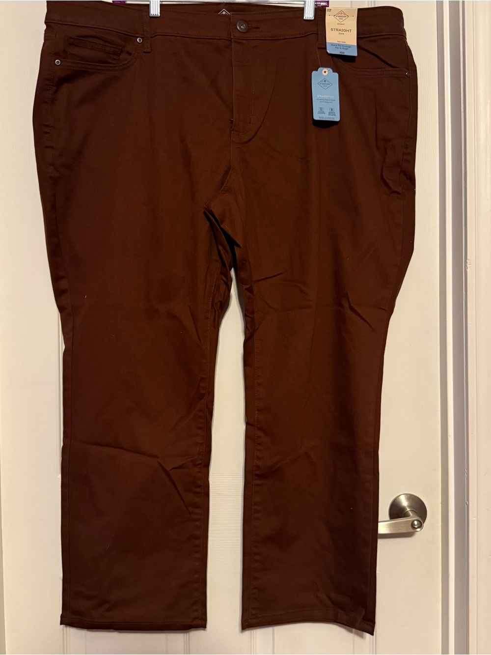 St. John's Bay Women's Dark Brown Straight Chinos